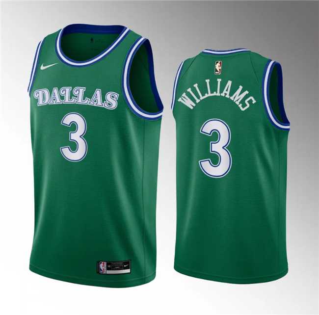 Men%27s Dallas Mavericks #3 Grant Williams Green Classic Edition Stitched Basketball Jersey Dzhi